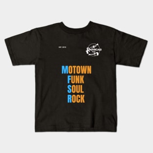 Radyrcals Motown Funk Soul Rock square font n logo Kids T-Shirt